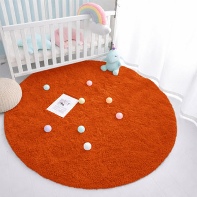 Aspire Homeware Non-Slip Rust Shaggy Rug Soft Fluffy Washable, Round ...