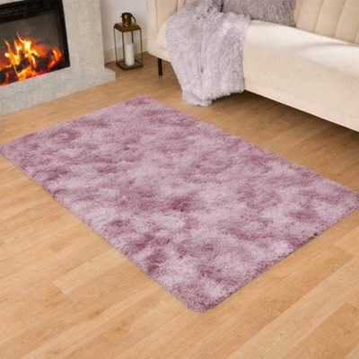 Aspire Homeware Non-Slip Tie Dye Pink Shaggy Rug Soft Fluffy, Floor and ...