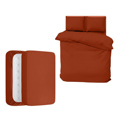 Aspire Homeware Rust Duvet Cover Set, Soft Microfiber & Reversible ...