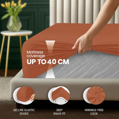 Aspire Homeware Rust Fitted Sheet 40 Cm Extra Deep Pocket ...