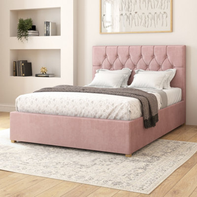 Aspire Olivier Electric Adjustable Bed Upholstered with Pocket Sprung Mattress UK Made, Plush Blush, Size Double