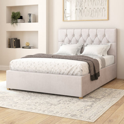 Aspire Olivier Electric Adjustable Bed Upholstered with Pocket Sprung Mattress UK Made, Plush Light Silver, Size Double