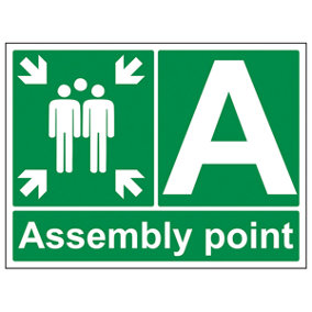 Assembly Point With Letter Fire Sign - Glow in Dark - 400x300mm (x3)