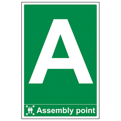 Assembly Point With Letter Sign - Glow in the Dark - 400x600mm (x3)