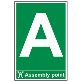 Assembly Point With Letter Sign - Glow in the Dark - 400x600mm (x3)