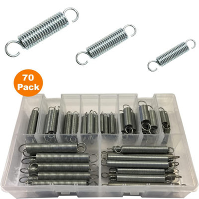 Assorted Springs with Storage Box Compression and Tension Springs Rust Resistant Finish Set of 70