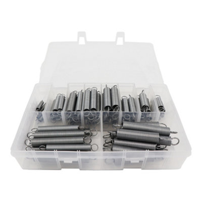 Assorted Springs with Storage Box Compression and Tension Springs Rust Resistant Finish Set of 70