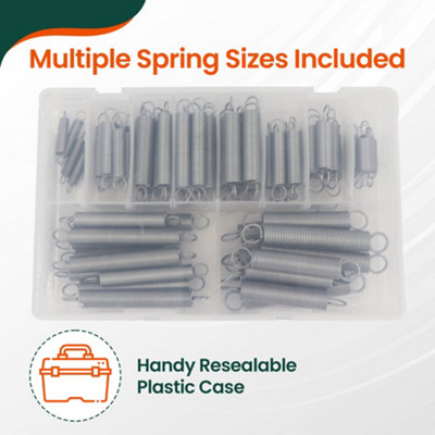 Assorted Springs with Storage Box Compression and Tension Springs Rust Resistant Finish Set of 70