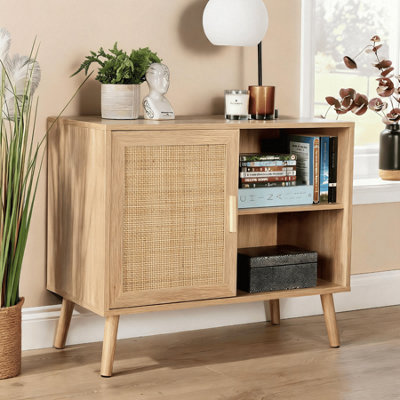 Astbury 1 Rattan Door Compact Open Shelving Sideboard Cabinet Storage Unit