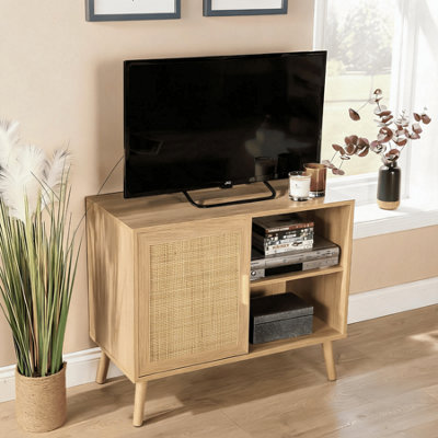 Astbury 1 Rattan Door Compact Open Shelving Sideboard Cabinet Storage Unit