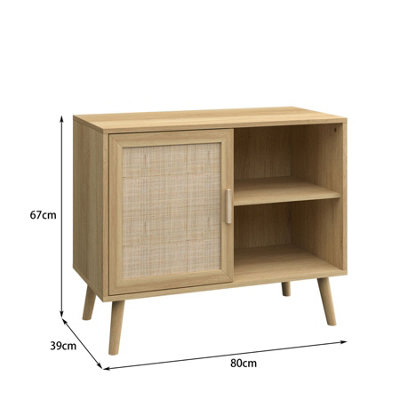 Astbury 1 Rattan Door Compact Open Shelving Sideboard Cabinet Storage Unit