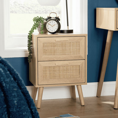 アクセサリー stof bedsidedrama Rattan Bedside Cabinet 1 Drawer Brown Oak Birlea Sark