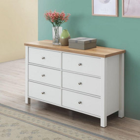 Astbury 6 Drawer Bedroom Cabinet Chest of Drawers White and Oak