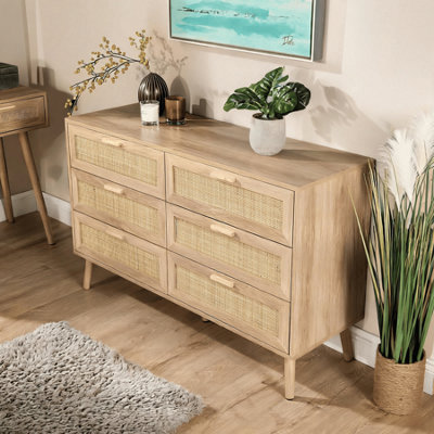 Curated visual reference: Gallery Detail: Astbury Chest Of 6 Drawers Rattan Fronts Solid Wooden Legs