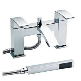 Aster Square Deck Mounted Bath Shower Mixer Tap - Chrome