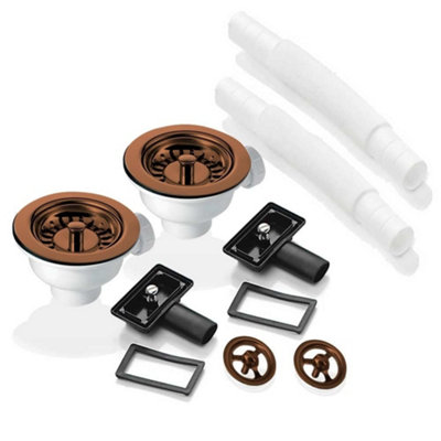 Astini 2x 90mm Basket Strainer Waste Kit with Overflow - Polished or ...