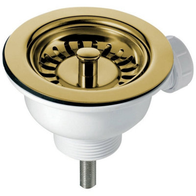 Astini Canterbury 100 1.0 Bowl Gloss White Ceramic Kitchen Sink & Gold ...
