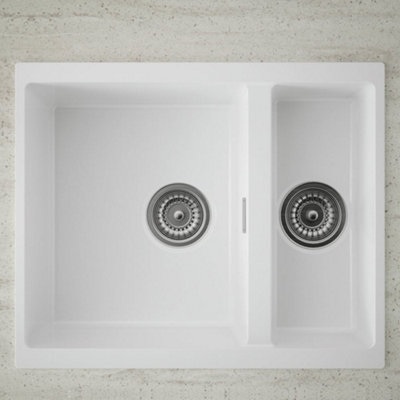 Astini Dante 1.5 Bowl Ceramic White Undermount Kitchen Sink & Waste