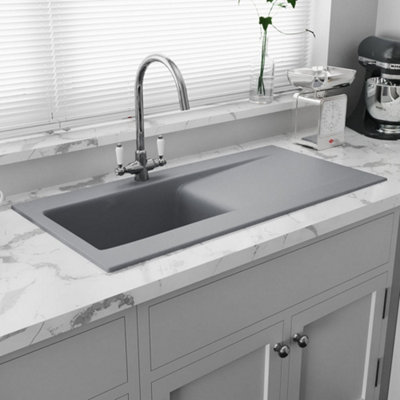Astini Desire 100 1.0 Bowl Matt Grey Ceramic Kitchen Sink & Waste