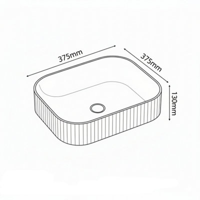 Astini Flauto 405x405mm Fluted Gloss White Square Countertop Basin, No Tap Holes