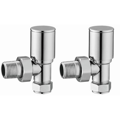 Astini Modern Round Chrome Angled Radiator Valve, Polished Chrome ...