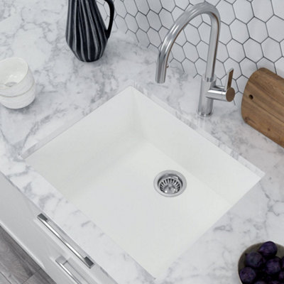 Astini Scuti 1.0 Large Bowl White SMC Synthetic Inset/Undermount Kitchen Sink