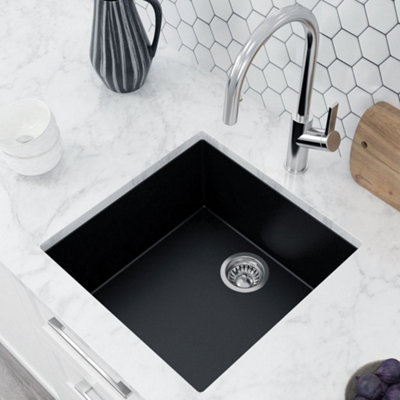 Astini Scuti 1.0 Medium Bowl Black SMC Synthetic Inset/Undermount Kitchen Sink