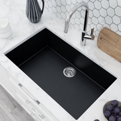 Astini Scuti 1.0 XL Bowl Black SMC Synthetic Inset/Undermount Kitchen Sink