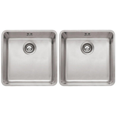 Astini Serena 2-Bowl Undermount Stainless Steel Kitchen Sink 888x444x200mm with 90mm Basket Wastes