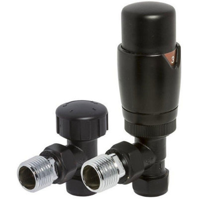 Astini TIS0200 Black Angled Thermostatic Radiator Valves - Contemporary ...