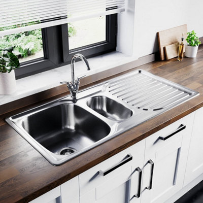 Astini Velia 1.5 Bowl Brushed Stainless Steel Kitchen Sink & Waste