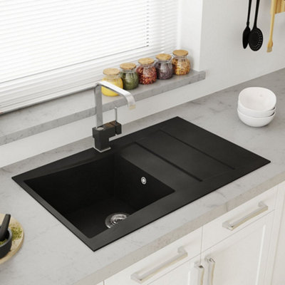 Astini Xeron 1.0 Bowl Black SMC Synthetic Reversible Kitchen Sink & Waste