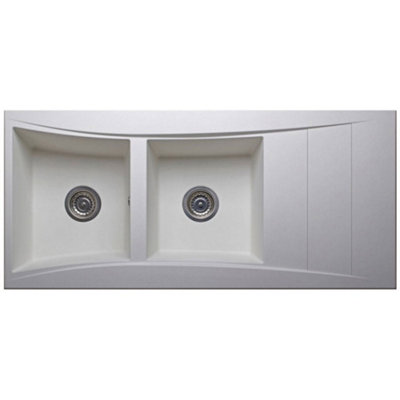 Astini Xeron 2.0 2-Bowl Reversible SMC Synthetic Inset Kitchen Sink with Tap & Waste, Black Matt