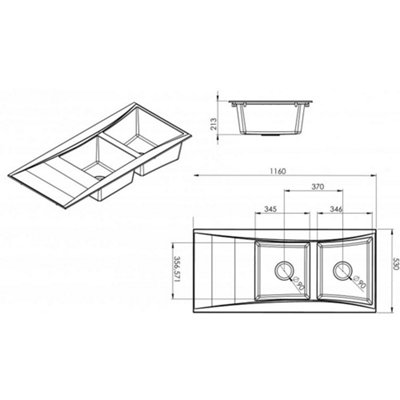 Astini Xeron 2.0 Bowl Black SMC Synthetic Reversible Kitchen Sink & Waste