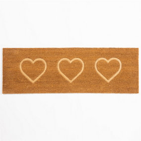 Astley Embossed PVC Backed Coir 40x120cm Pressed Heart Doormat