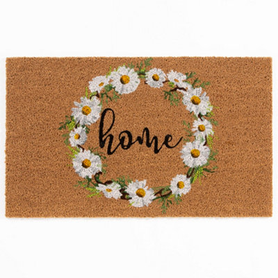 Astley Printed Latex Backed Coir 45x75cm Printed Daisy/ Home Doormat