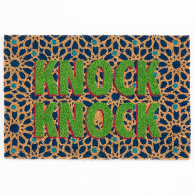 Astley Printed PVC Backed Coir 40x60cm Printed Knock Knock Doormat