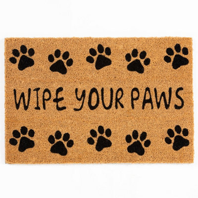 Astley Printed PVC Backed Coir 40x60cm Wipe Your Paws Black Print ...