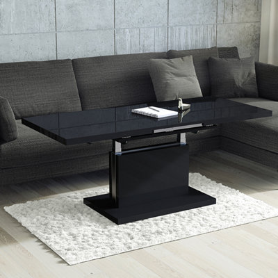 Aston 70 - 2 in 1 Extending Coffee / Dining Table - Black Gloss