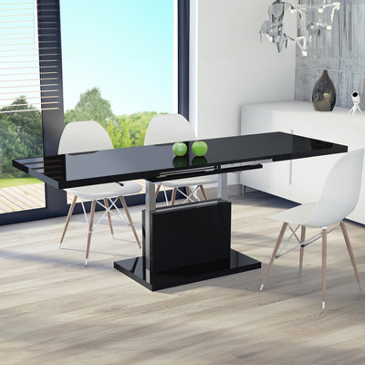 Aston 70 - 2 in 1 Extending Coffee / Dining Table - Black Gloss