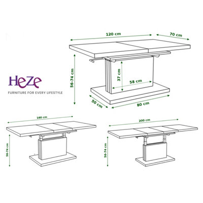 Aston 70 - 2 in 1 Extending Coffee / Dining Table - Black Matt