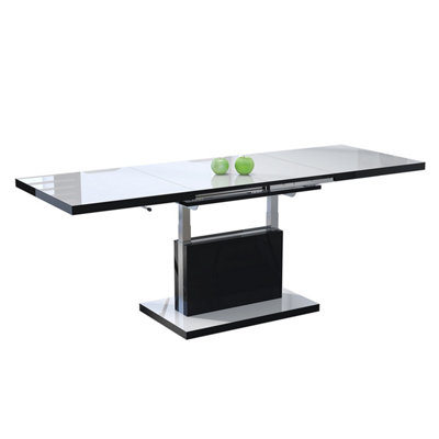 Aston 70 - 2 in 1 Extending Coffee / Dining Table - White Gloss / Black Gloss