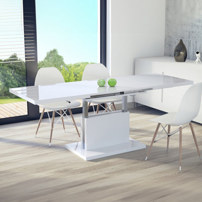 Aston 70 - 2 in 1 Extending Coffee / Dining Table - White Gloss