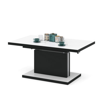 Aston 70 - 2 in 1 Extending Coffee / Dining Table - White Matt / Black Matt