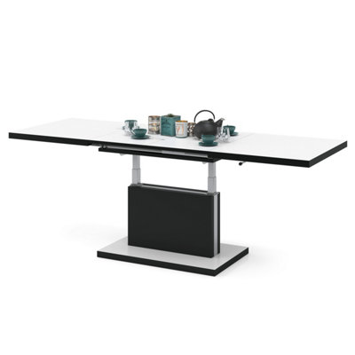 Aston 70 - 2 in 1 Extending Coffee / Dining Table - White Matt / Black Matt
