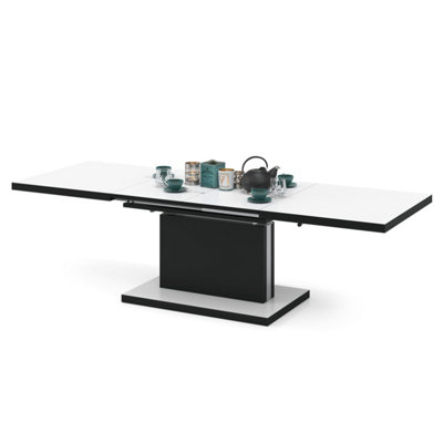 Aston 70 - 2 in 1 Extending Coffee / Dining Table - White Matt / Black Matt