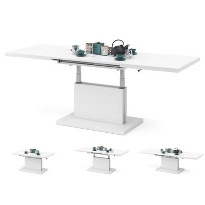 Aston 70 - 2 in 1 Extending Coffee / Dining Table - White Matt