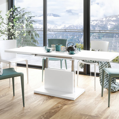 Aston 70 - 2 in 1 Extending Coffee / Dining Table - White Matt