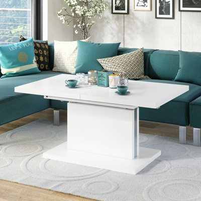 Aston 70 - 2 in 1 Extending Coffee / Dining Table - White Matt