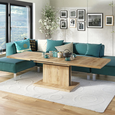 Aston 80 - 2 in 1 Extending Coffee / Dining Table - Gold Craft Oak